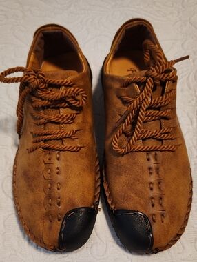 Men's Brown Suede Slip-On Loafers with Black Toe Cap